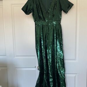 Green sequins jumpsuit